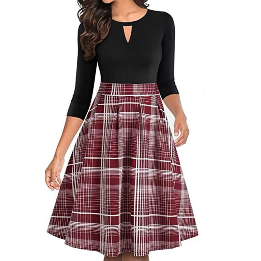 Women’s Burgundy And Black Dress